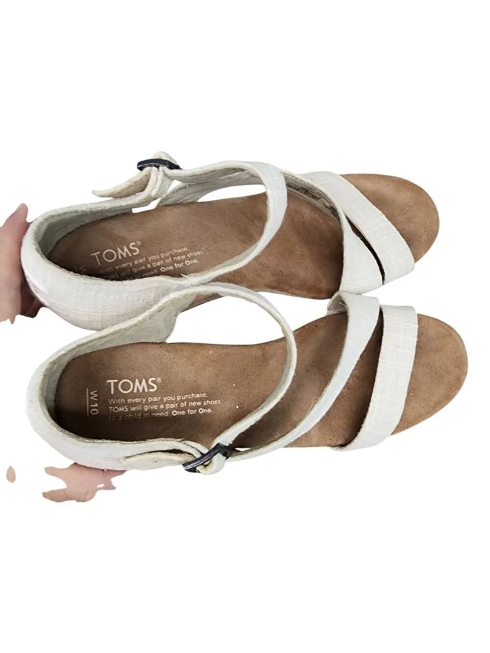 Toms Shoes Womens Size 10 Tan Wedge Heel Sandals
